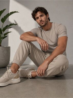 Skechers Men's Knit Slip-On Sneakers in Cream